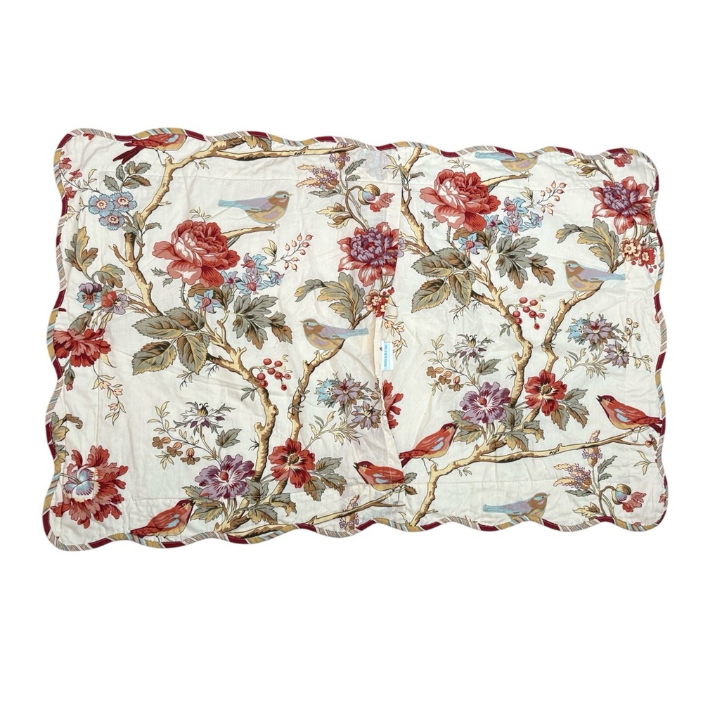 Waverly Charleston Chirp Quilted King Pillow Sham Scalloped Edge Floral